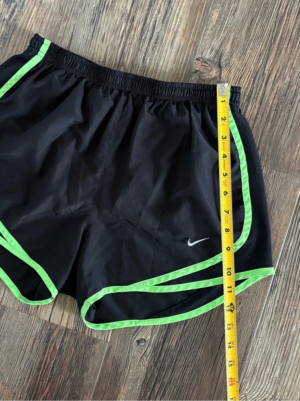 Nike Dri-Fit Athletic Shorts Womens S Black Neon Green Lined Running Gym Workout